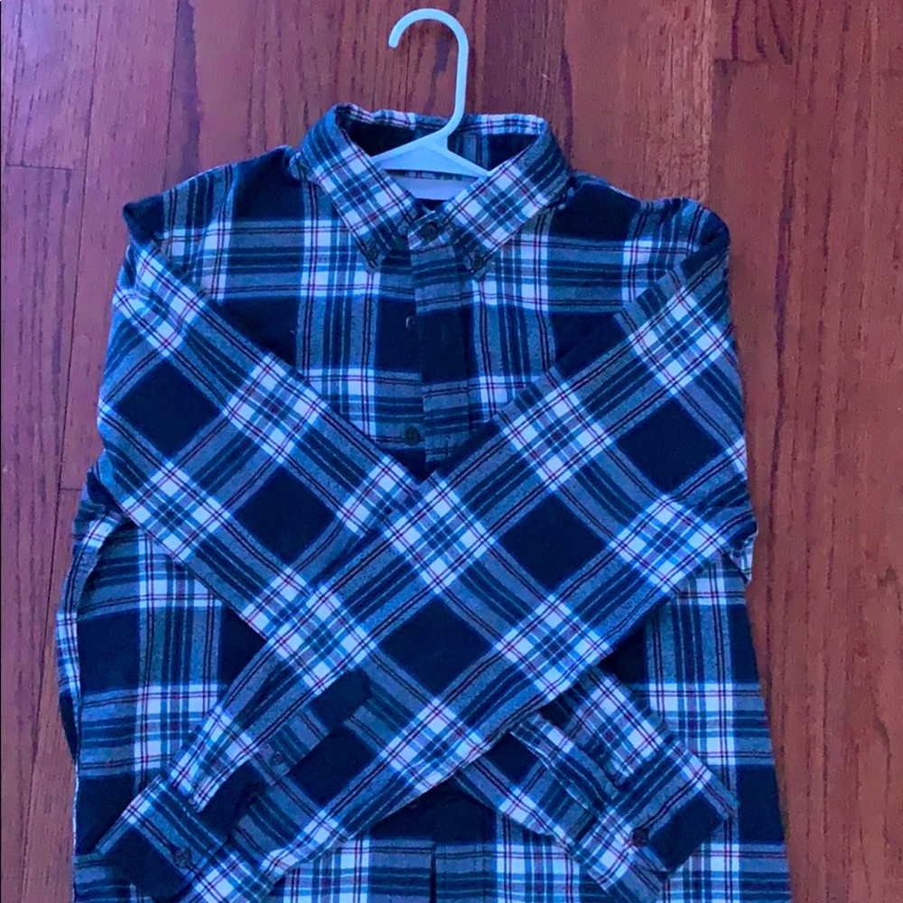 S red, white, & blue flannel button up